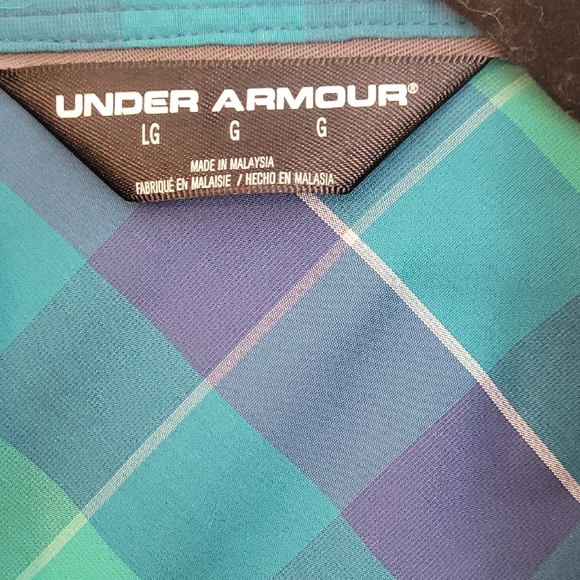 Under Armour Men's Blue and Green Plaid Shirt - Picture 2 of 7